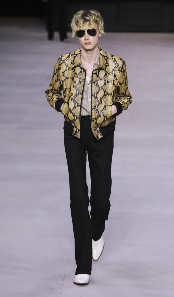 Flared pants and snake prints in the Celine SS'20 Menswear collection