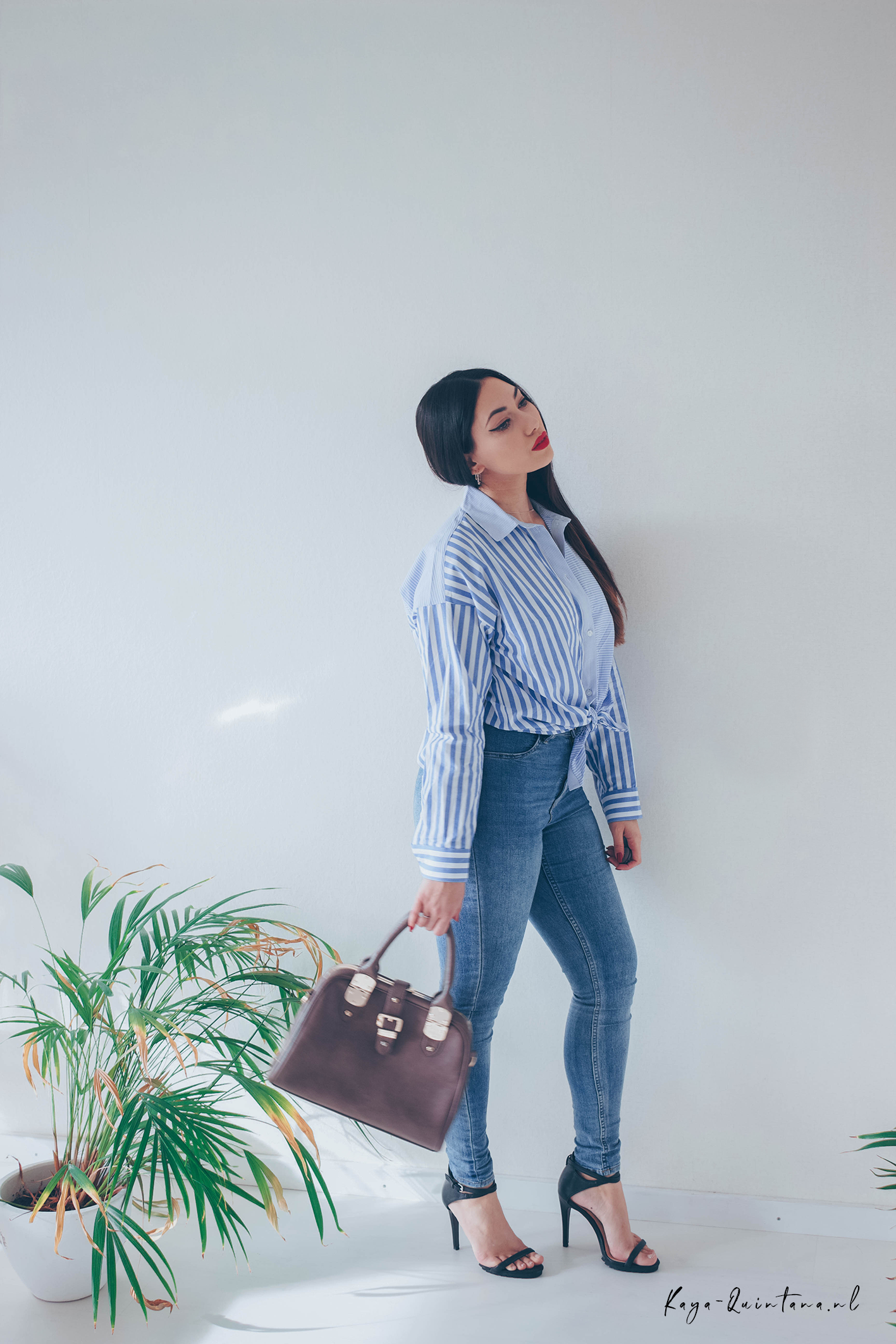 BLUE STRIPED BLOUSE OUTFIT